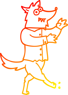 Bir insan tarafından çizilmiş bir kurt adamın sıcak çizgi çizimi.