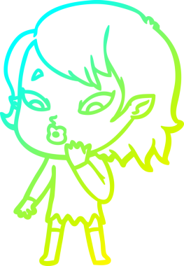 Soğuk gradyan çizgisi, bir insan tarafından çizilmiş şirin bir vampir kız çizgi filmi.