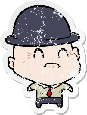 Bir insan tarafından çizilmiş yaşlı bir iş adamının sıkıntılı çıkartması.