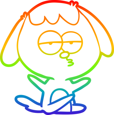 gökkuşağı gradyan çizgi çizimi bir insan tarafından çizilmiş sıkılmış bir köpek