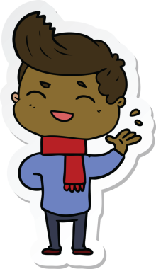 Bir insan tarafından çizilmiş bir karikatür adamın çıkartması.