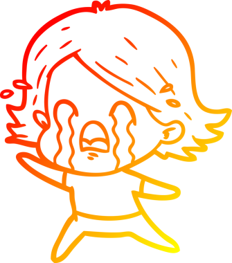 Bir insan tarafından çizilmiş, ağlayan bir çizgi kadın çizimi.