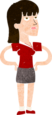 Bir insan tarafından çizilmiş kalçaları olan çizgi film kadını.