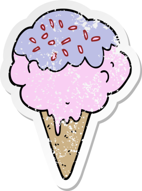 Bir insan tarafından çizilmiş karikatür dondurmasının sıkıntılı çıkartması.