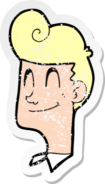 Bir insan tarafından çizilmiş gülümseyen bir karikatür çıkartması.