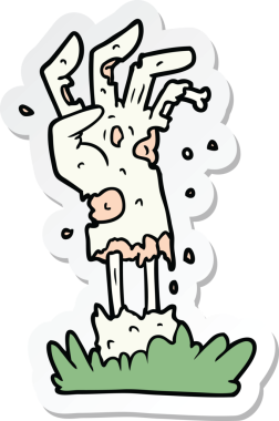 Bir insan tarafından çizilmiş ürkütücü bir zombi elinin çıkartması.