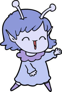 Bir insan tarafından çizilmiş uzaylı kız.