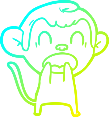 Bir insan tarafından çizilmiş bağıran çizgi film maymunu çizimi.