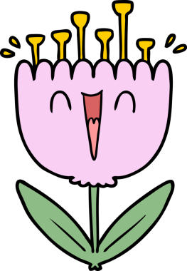 Bir insan tarafından çizilmiş mutlu bir çiçek.