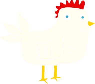 Bir insan tarafından çizilmiş çizgi film tavuğu.