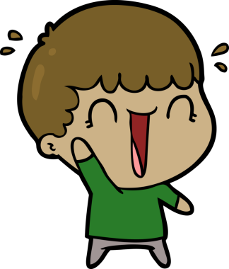 Bir insan tarafından çizilmiş gülen karikatür adam.