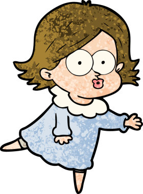 Çizgi film kızı somurtuyor bir insan tarafından