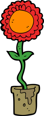 Bir insan tarafından çizilmiş karikatür çiçeği.