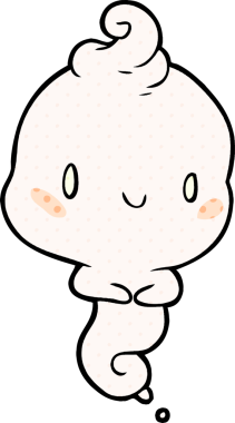 Bir insan tarafından çizilmiş sevimli çizgi film hayaleti.