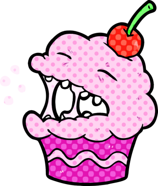 Bir insan tarafından çizilmiş komik bir kek.