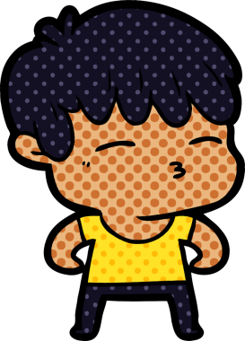 Bir insan tarafından çizilmiş meraklı bir çocuk.