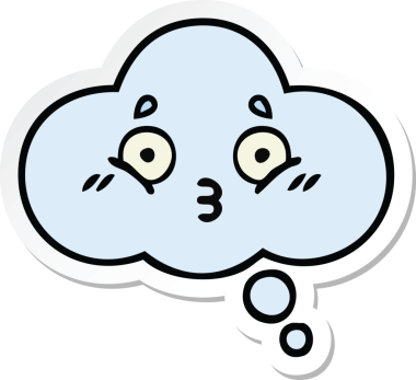 Bir insan tarafından çizilmiş şirin bir düşünce baloncuğunun çıkartması.