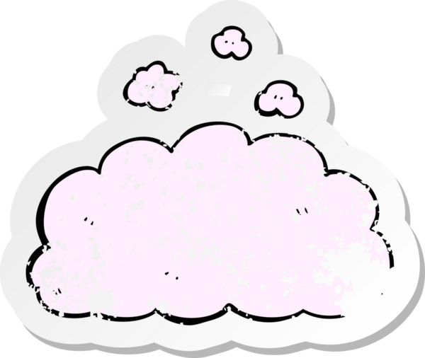 Bir insan tarafından çizilmiş kabarık, pembe bir karikatürün gerilimli yapıştırması.