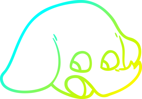 Şok olmuş bir fil suratının insan tarafından çizilmiş soğuk eğim çizgisi.