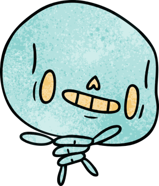 desenli karikatür çizimi kawaii bir insan tarafından çizilmiş sevimli ölü iskelet