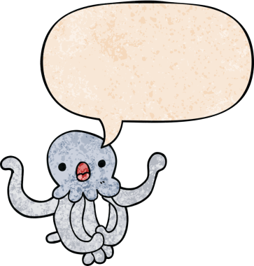 bir insan tarafından çizilmiş, geçmişe dönük konuşma baloncuklu çizgi film denizanası.