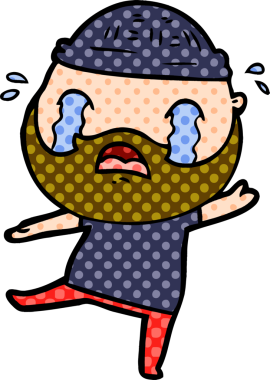 Çizgi film sakallı adam bir insan tarafından çizilmiş ağlıyor.