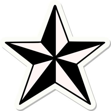 Bir insan tarafından çizilmiş geleneksel bir yıldız stiliyle dövme çıkartması.