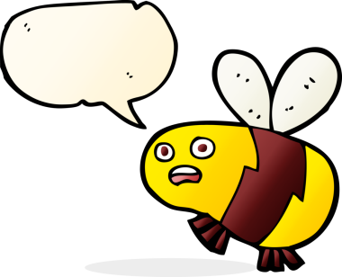 Bir insan tarafından çizilmiş konuşma balonlu çizgi film arısı.