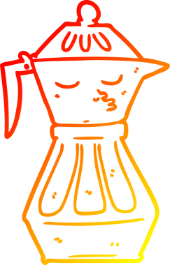 Bir insan tarafından çizilmiş bir kahve demliğinin sıcak çizgi çizimi