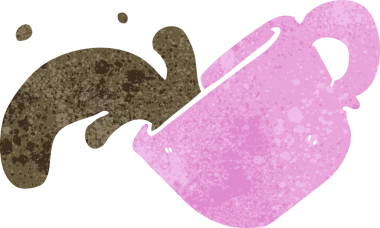 Bir insan tarafından çizilmiş çizgi film kahve dökülmüş.