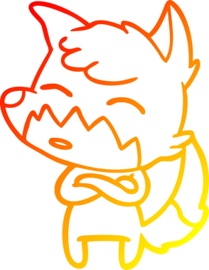 Bir insan tarafından çizilmiş bir tilkinin sıcak çizgi çizimi