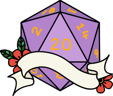 Retro Dövme Biçimi Doğal 20 D20 zar bir insan tarafından çizildi