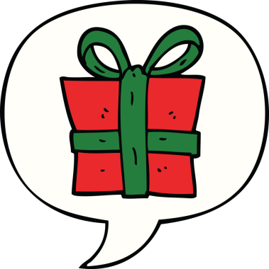 Bir insan tarafından çizilmiş konuşma balonlu çizgi film hediyesi.