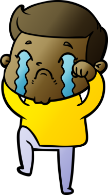 Bir insan tarafından çizilmiş ağlayan çizgi film adamı.