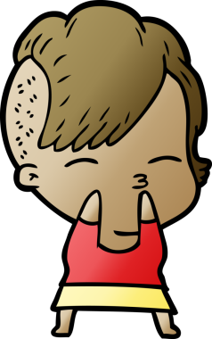 Bir insan tarafından çizilmiş şaşı çizgi film kızı.