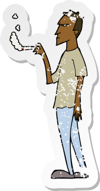 Bir insan tarafından çizilmiş rahatsız edilmiş bir çizgi filmin gerilimli yapıştırması.