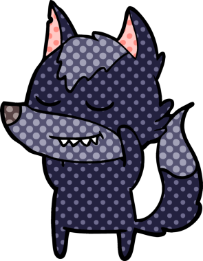 Bir insan tarafından çizilmiş dost canlısı bir kurt.