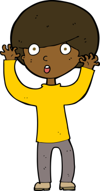 Çizgi film bir insan tarafından çizilmiş ürkmüş çocuk.