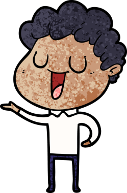 Bir insan tarafından çizilmiş gülen karikatür adam.