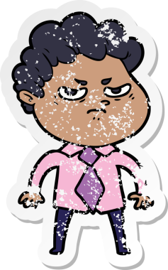 Bir insan tarafından çizilmiş kızgın bir adamın sıkıntılı çıkartması.