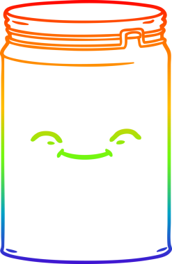 gökkuşağı gradyan çizgi çizimi bir insan tarafından çizilmiş cam bir kavanoz