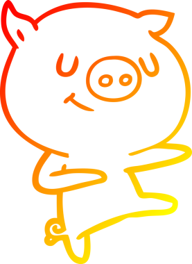 Bir insan tarafından çizilmiş mutlu bir domuz çizgi filminin çizimi.