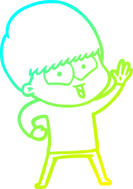 Bir çizgi film karakteri çizen soğuk çizgi bir insan tarafından çizilmiş mutlu çocuk.