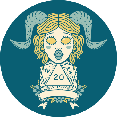 Retro Dövme Biçimi Bir insan tarafından çizilmiş doğal 20 D20 rulo ile sıralanır