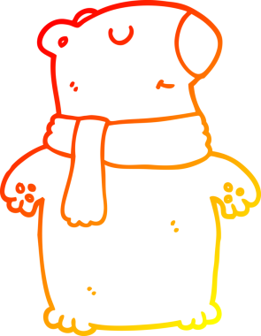 Bir insan tarafından çizilen çizgi film ayısının sıcak çizgi çizimi