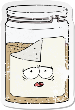 Bir insan tarafından çizilmiş karikatür cam bir kavanozun sıkıntılı yapıştırması.