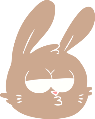 Bir insan tarafından çizilmiş yassı renkli tavşan yüzü