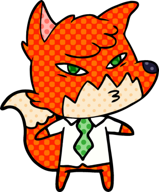 Bir insan tarafından çizilmiş akıllı çizgi film tilkisi.