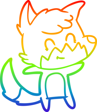 Gökkuşağı gradyan çizgi çizimi bir insan tarafından çizilmiş, dost bir tilki.