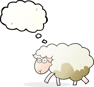 Bir insan tarafından çizilmiş serbest çizim baloncuk karikatür çamurlu koyun